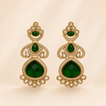 Regal Gold-Toned Emerald-Green &amp; Pave Crystal Statement Chandelier Earrings