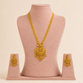 Intricate Temple Style Long Necklace &amp; Jhumka Earring Set