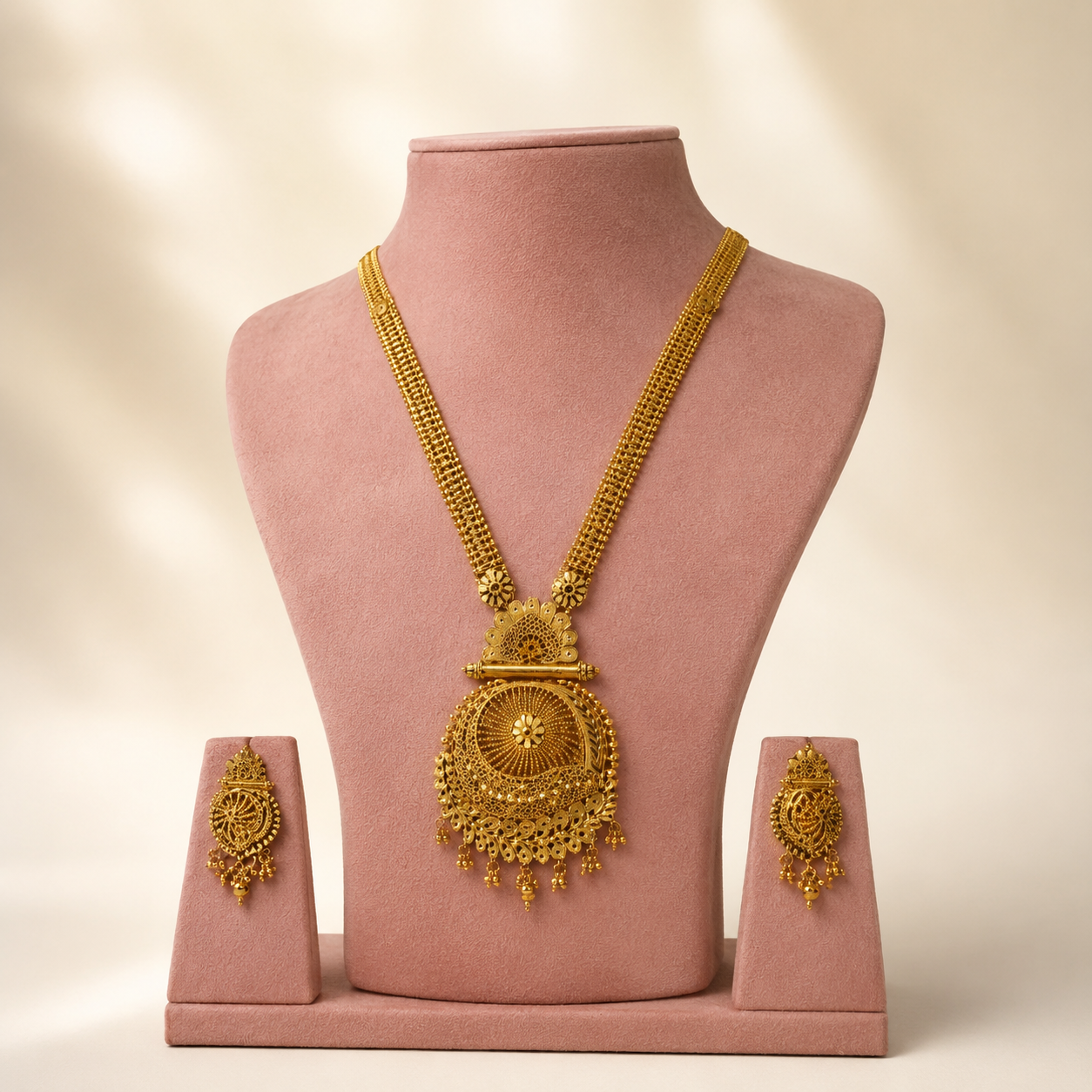 Classic Heritage Sunburst Long Necklace &amp; Statement Earring Set